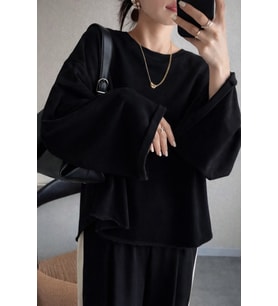 Oversize Kesim Bisiklet Yaka Uzun Kollu Sweatshirt