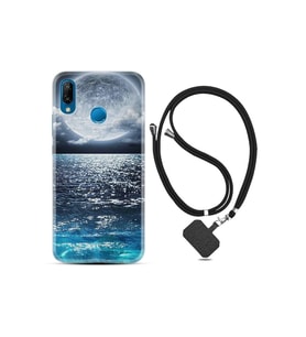 Huawei P20 Lite Kılıf Desenli Silikon Boyun Askılı Great Moon 1301