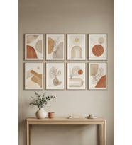 8 Parça Modern Minimal Soyut Botanik Dekoratif Çerçeve Görünümlü Tablo Seti - minimalist Tema