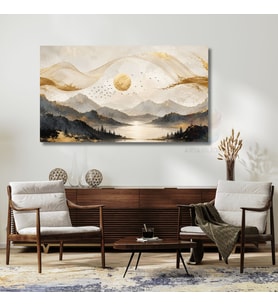Yatay Kanvas Tablo Toprak Tonları Doğa Gökyüzü MAnzarasi Modern Minimal Ev Salon Ofis Tablosu