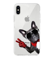 PrintiFy Apple  iPhone XS Max ile Uyumlu 1mm Slim Fit Köpek 2 050e Baskılı Şeffaf  Kılıf