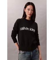 Calvin Klein Pamuklu Grafik Baskılı Kadın Siyah Kazak LV047C311G-UB1