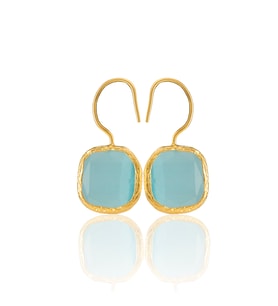 Kadir Jewellery 22 Ayar Altın Kaplama Kare Taşlı Küpe -El İşçiliği Ve Hipoalerjenik Küpe