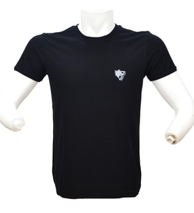 Wolftrap %100 Pamuk Siyah Kısa Kollu Tişört, Bisiklet Yaka Rahat T-Shirt