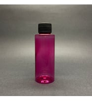 100 cc Pembe Silindir (17gr) Sert Pet Şişe  - Siyah Contalı Kapaklı- Ağız Çapı 24mm x 10 Adet
