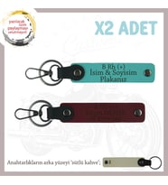 Motorcu Yolculara, İsim Plaka ve B Rh (+) Kan Grubu Yazılı Hediye x2 Anahtarlık, K Turkuaz-Bordo-SK (Çok Renkli)