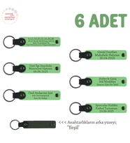 Bebek Mevlütüne Katılan Misafirlere, 6'lı Set, İsim Yazılabilir Anlamlı Anahtarlık, F Yeşil & Yeşil (Fıstık Yeşili)