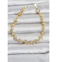 Sıralı Yıldız Model Zirkon Taşlı Gold Renk Pirinç Kadın Bileklik