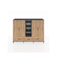 Hyperion Dolap 12 Raflı 3 Çekmeceli 4 Kapaklı 220x44x163 Antrasit-Çam