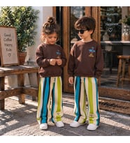 Out Surfin Baskılı Sweatshirt Çizgili Nakış Detaylı Eşofman Unisex 3İp Alt Üst Takım