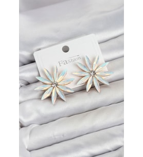 Beyaz Renk Kristal Taşlı Lotus Model Kadın Küpe TJ-BKP11929