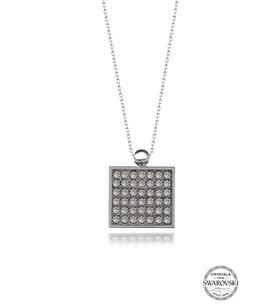 Swarovski Crystal Kadın Kare Gümüş Kolye
