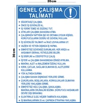Metal Genel Çalışma Talimatı 20cm x 30cm A4 Büyüklüğünde Uyarı Levhası Yönlendirme Tabelası