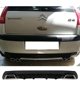 Citroen C4 Siyah Difüzör Çiftli Kare Egzoz Görünümlü D Tip Difizör