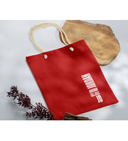 BK Gift Kişiye Özel İsimli Tarihli Kırmızı Halat Saplı Kumaş Bez Çanta-7, Baskılı Omuz Çantası, Alışveriş Çantası, Arkadaşa Hediye