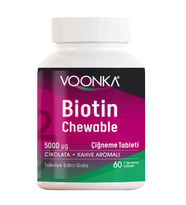 Voonka Biotin Chewable 5000 mcg Vitamin B7 İçeren Çikolata Kahve Aromalı 60 Tablet