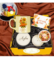 eJOYA Kişiye Özel Kupa & Bardak Altlığı & Mum & Ahşap Hediye Sepeti 114706