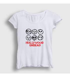 Presmono Kadın Beyaz Masks V3 Hollywood Undead T-Shirt 150038tt (Beyaz)