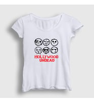 Presmono Kadın Beyaz Masks V3 Hollywood Undead T-Shirt 150038tt (Beyaz)