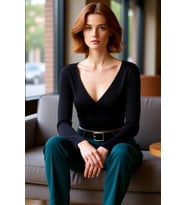 Kadın Ekru V Yaka Fitted Crop Uzun Kol Dantel Detaylı Anvelop Kışlık Pamuklu Elastan Bluz Kaliteli