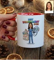 Kişiye Özel Karikatürlü Eczacı Kupa Bardak Tıp Bayramı Hediyesi