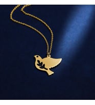 Kişiye Özel 925 Ayar Gümüş Barış Güvercini Kolye (Gold)