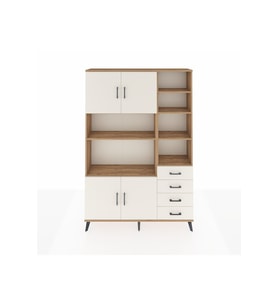 Arges Gardrop 9 Raflı 4 Çekmeceli 4 Kapaklı 132x30x195 Çam-Aytaşı