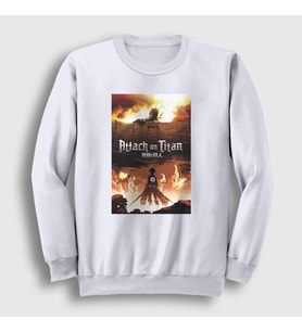 Presmono Unisex Beyaz Poster Anime Attack On Titan Sweatshirt 124649tt