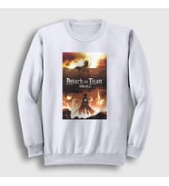 Presmono Unisex Beyaz Poster Anime Attack On Titan Sweatshirt 124649tt