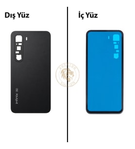 Infinix Hot 60 Siyah Uyumlu Arka Kapak Arka Cam Batarya Pil Kapağı Lazer Kesim Back Cover