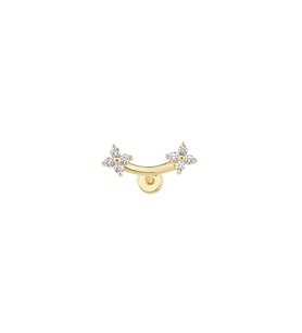 Altın İkili Çiçek Model Helix Piercing