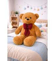 100 cm Papyonlu Büyük Peluş Ayıcık - Yumuşak Dokulu Oyuncak Hediyesi (Kahverengi)