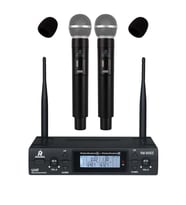 Rennes RM-900EE UHF 2x100 Kanal Çiftli Kablosuz EL Mikrofonu Çift Anten LCD Ekran