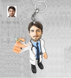 Kişiye Özel Erkek Doktor Ahşap Anahtarlık-8