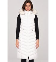 Dewberry Kadın %100 Polyester Yelek Beyaz Optik Z9684 Günlük Dış Giyim, Katmanlı Kombin, Şehir ve Ofis Stili