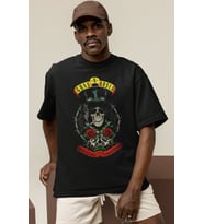 Tasarım Guns N' Roses Rock Metal Müzik Grubu Baskılı Unisex Oversize Tişört