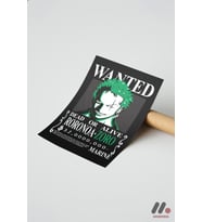 One Piece Zoro Wanted Poster, Çerçevesiz Yüksek Kalite Duvar Afişi - Anime Severlere