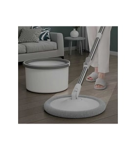 Mikrofiber Yuvarlak Otomatik Döner Paspas ve Mop Seti, Kolay Temizlik