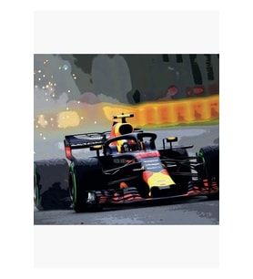 Max Verstappen Kıvılcımlarla Yarışıyor Yağlı Boya Tablo Ahşap Poster Dekoratif
