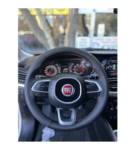 Fiat Egea Uyumlu Araca Özel Direksiyon Kılıfı (Nokta Karbon Kırmızı Dikiş)