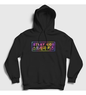 Presmono Unisex Kırmızı Colors Stray Kids Kapüşonlu Sweatshirt 396672tt (Siyah)
