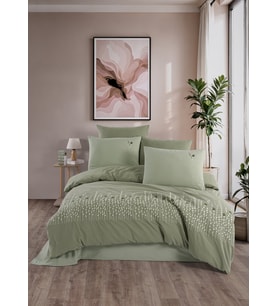 Newhome Diamond Diva Adaçayı Lüx Nakışlı %100 Pamuk Çift Kişilik Nevresim Takımı