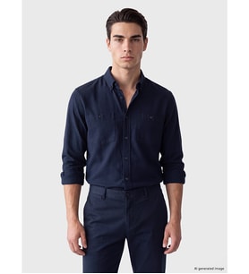 LCWAIKIKI Classic Lacivert Regular Fit Gabardin Erkek Gömlek