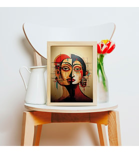 Ezgoola / Soyut Kadın Portresi / Renkli Modern Sanat / Yatak Odası Tablo / Ev Tablo / Poster / Hediye (Ahşap)
