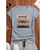 Unisex Mind Life Vibes Baskılı Oversize Tshirt (Gri)
