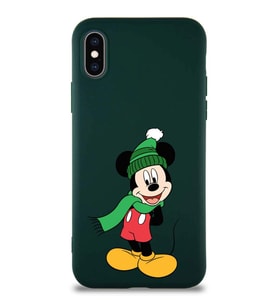 Apple iPhone X Soft Premier Kapak Mickey Mouse-G Tasarımlı Silikon Kılıf - Yeşil (Şeffaf)