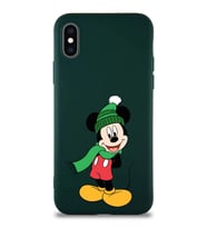 Apple iPhone X Soft Premier Kapak Mickey Mouse-G Tasarımlı Silikon Kılıf - Yeşil (Şeffaf)