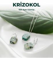 Luxtone Sertifikalı Krizokol Set 925 Ayar Gümüş Kolye Küpe Kadın Takı LX1040ST