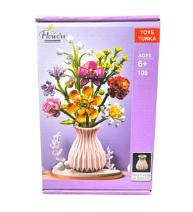 109 Parça Yapım Blok Çiçek Buketi Seti Vazolu Çiçek Lego Dekoratif Flower Building Blocks