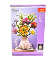 109 Parça Yapım Blok Çiçek Buketi Seti Vazolu Çiçek Lego Dekoratif Flower Building Blocks